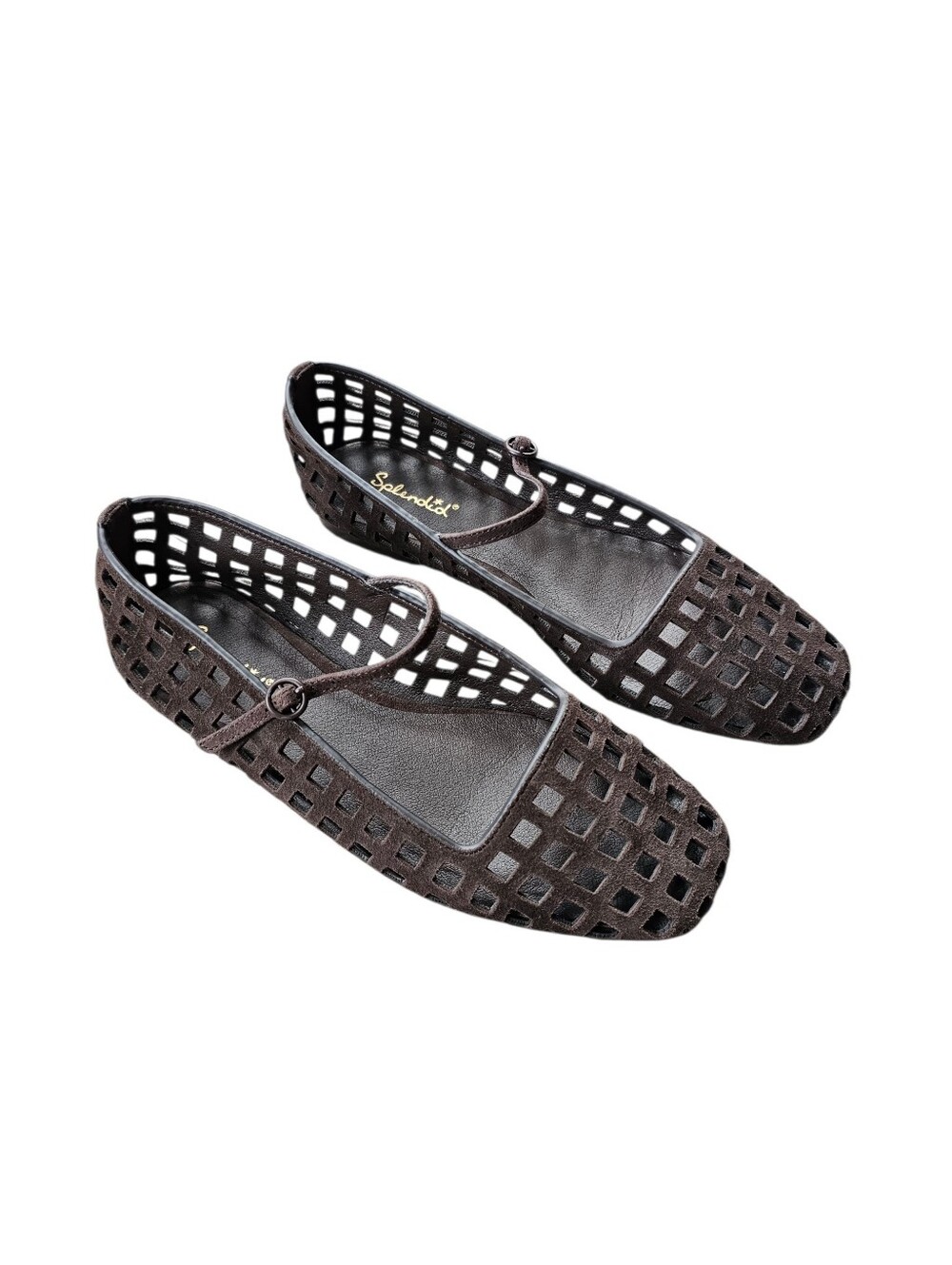 Splendid Ruth Dark Brown Laser-Cut Mary Jane Flats